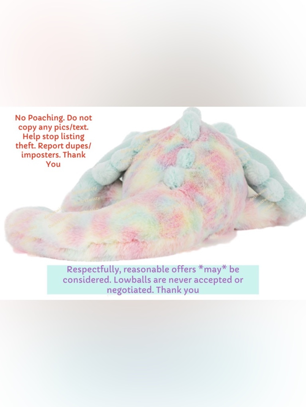 BNWT JellyCat HUGE Lazulia  Dragon MUCH BRIGHTER IRL RETIRED SIZE! AUTH RECEIPT - Picture 4 of 16